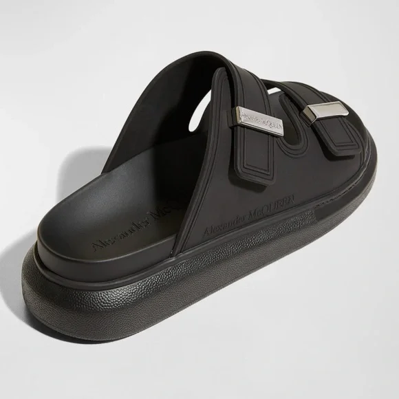 Alexander McQueen Men's Hybrid Slides Size 45/12Black and Silver